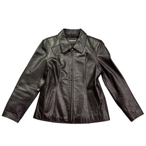 Vintage Oakwood‎ Classic Womens Black Leather Moto Jacket Size XL